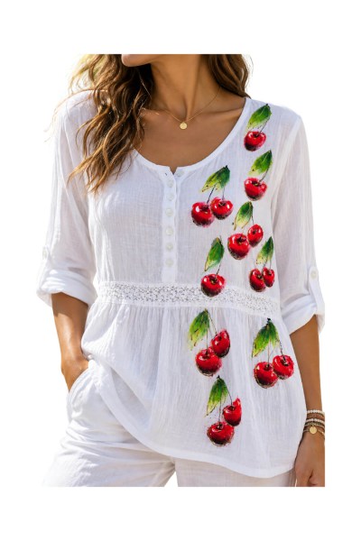 hand_painted_ladies_shirt_cherries