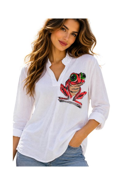 hand_painted_ladies_shirt_frog